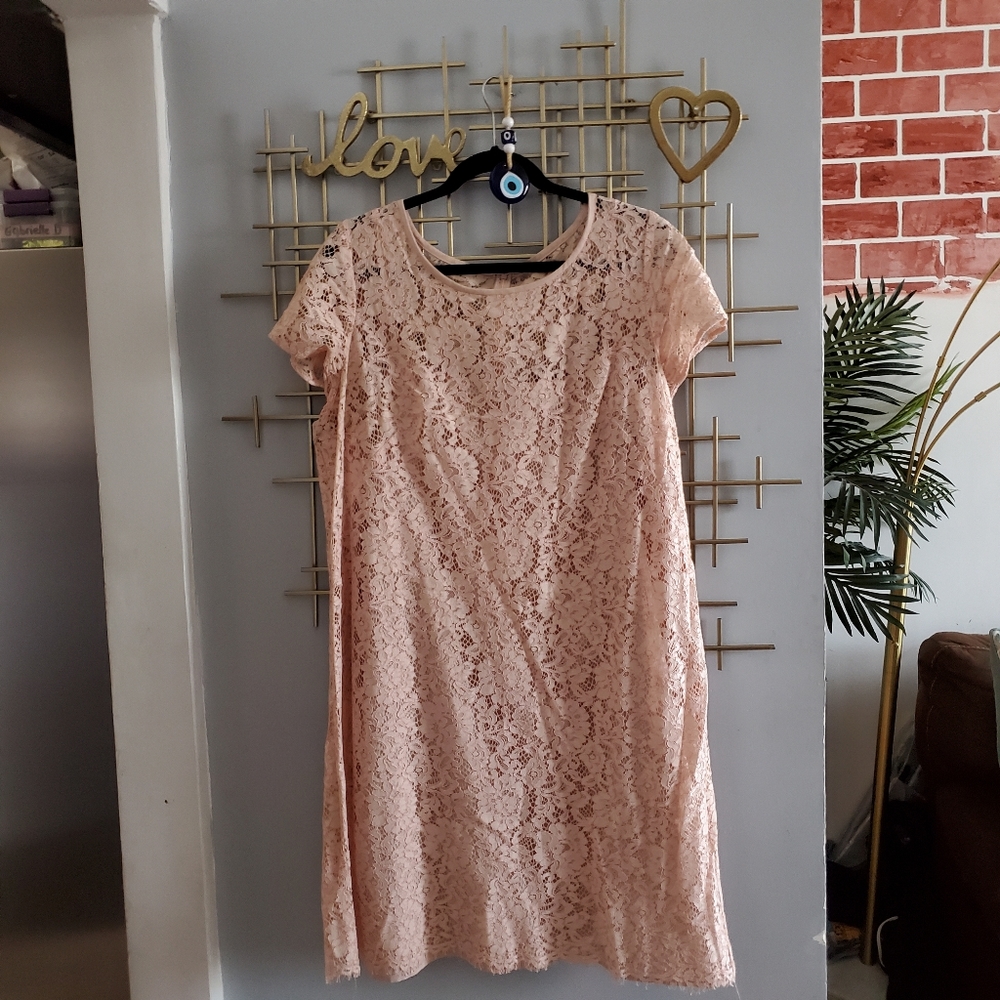 LOFT beautiful light pink lace dress.